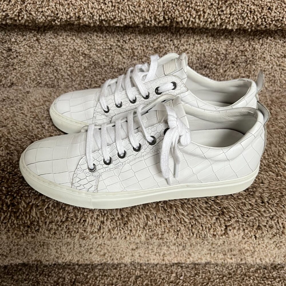 Mezlan Leggera Men's White Snake Skin Sneaker Shoes